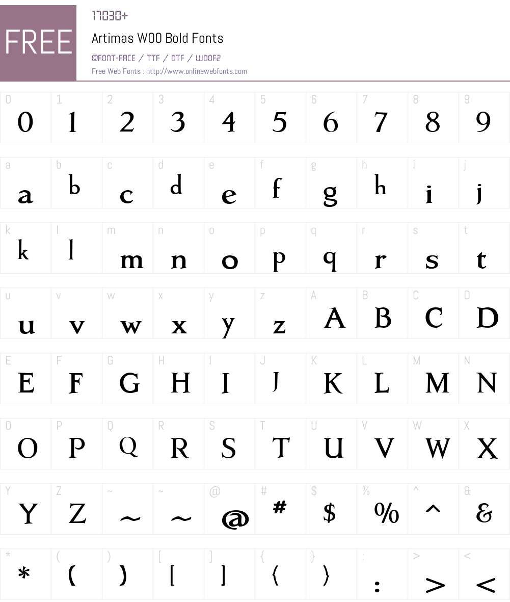 ArtimasW00-Bold Font Screenshots