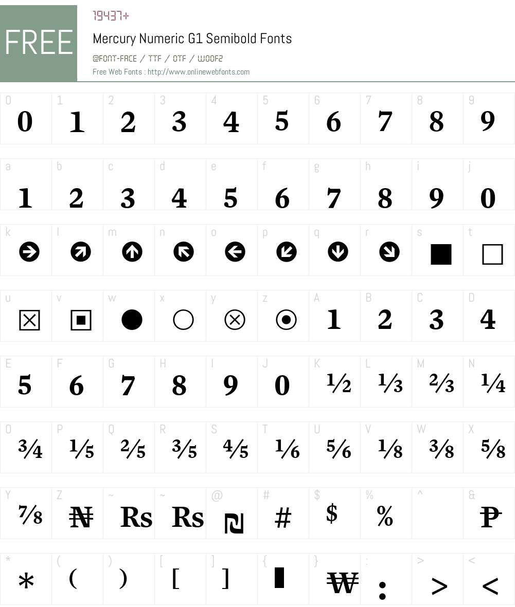 Mercury Numeric G1 Font Screenshots
