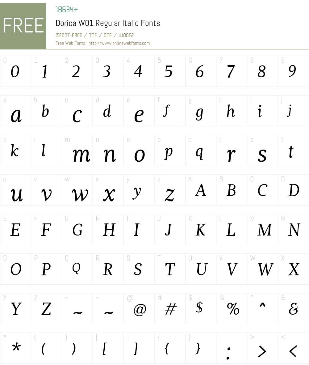 DoricaW01-RegularItalic Font Screenshots