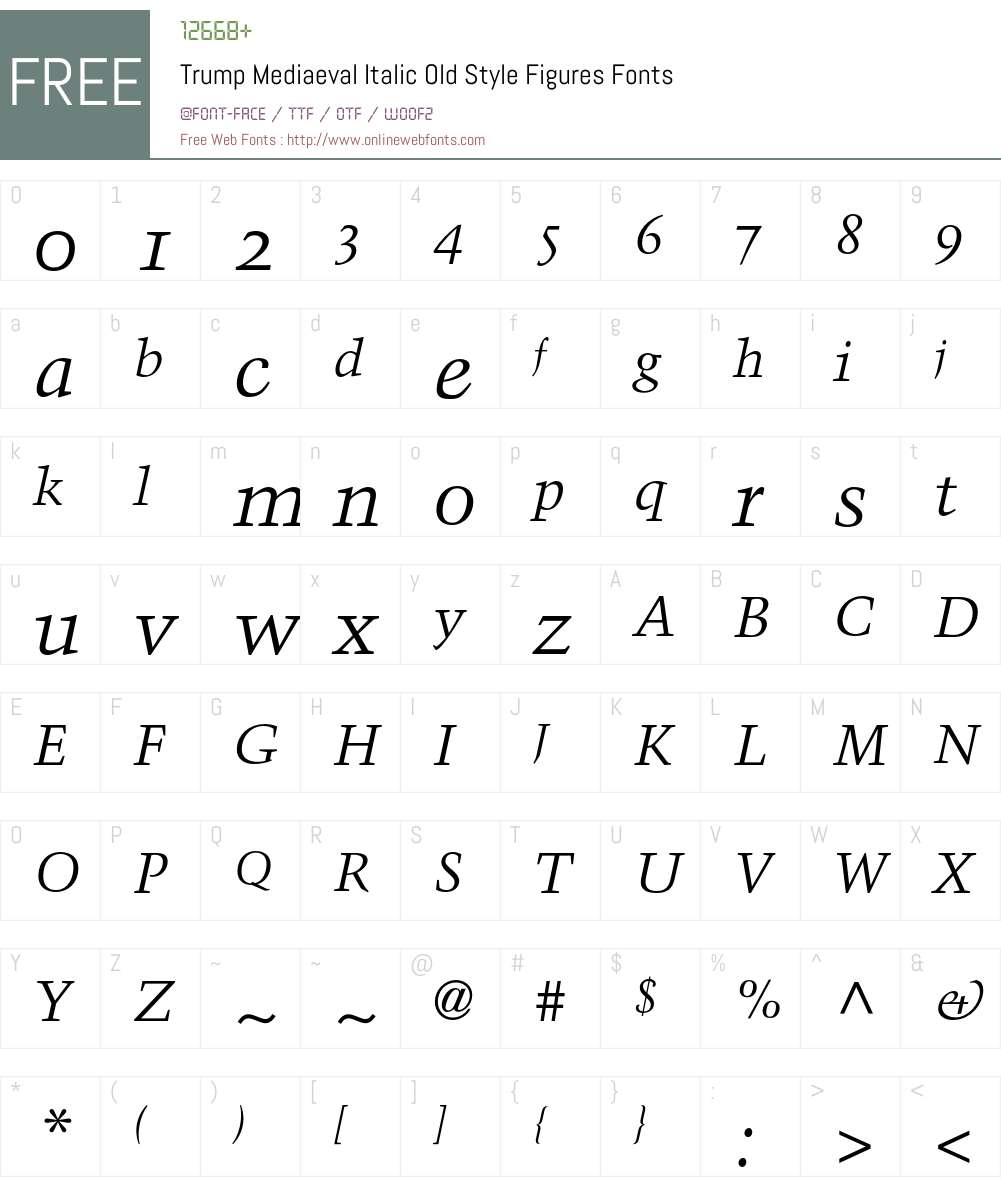 Trump Mediaeval Font Screenshots