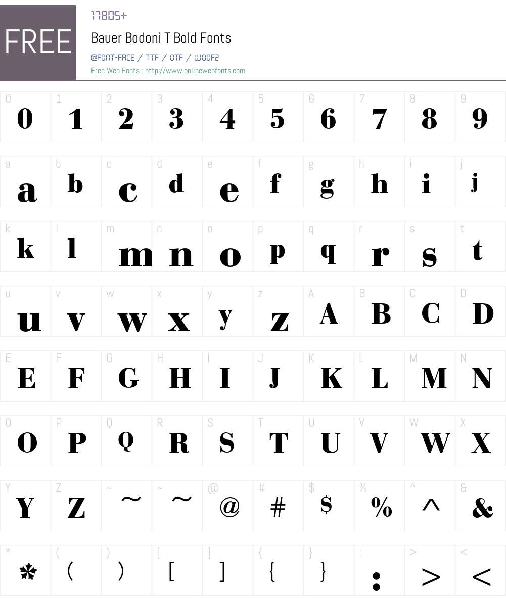 Bauer Bodoni T Font Screenshots
