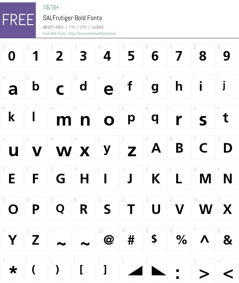 SALFrutiger Font Screenshots