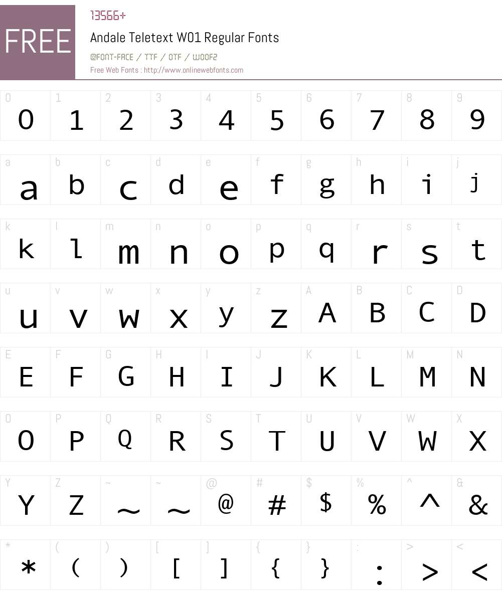 AndaleTeletextW01-Regular Font Screenshots
