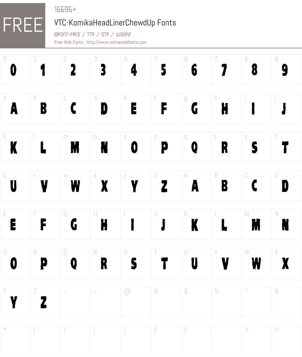 VTC-KomikaHeadLinerChewdUp Font Screenshots