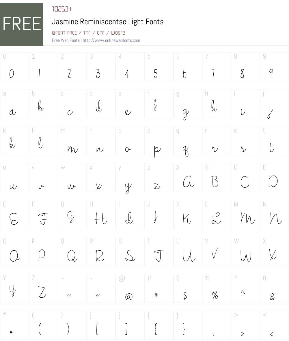 Jasmine Reminiscentse Font Screenshots