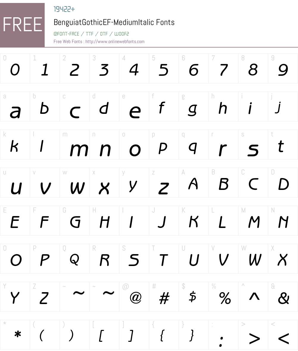 BenguiatGothicEF-MediumItalic Font Screenshots