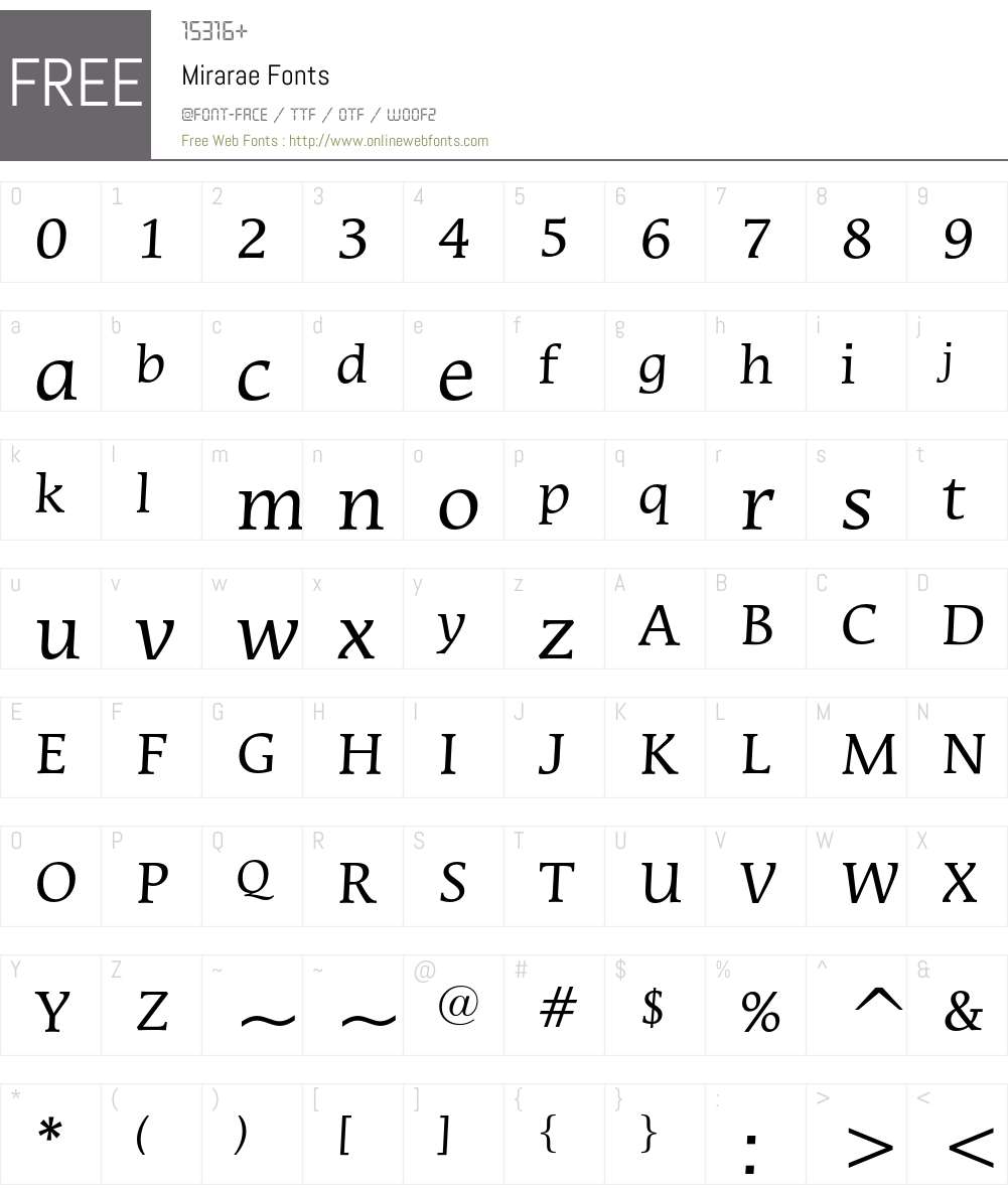 Mirarae Font Screenshots
