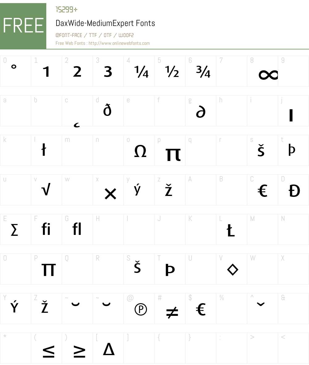 DaxWide Font Screenshots