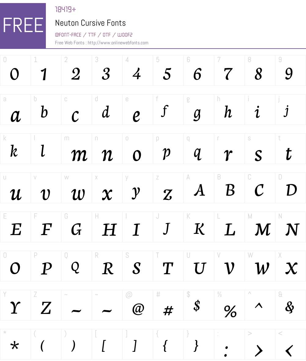 Neuton Cursive Font Screenshots