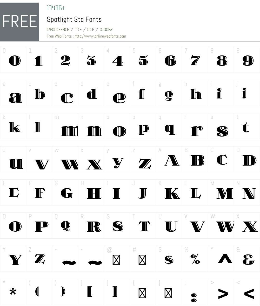 Spotlight Std Font Screenshots