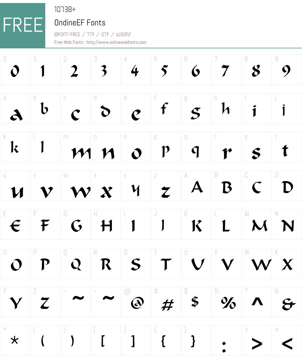 OndineEF Font Screenshots