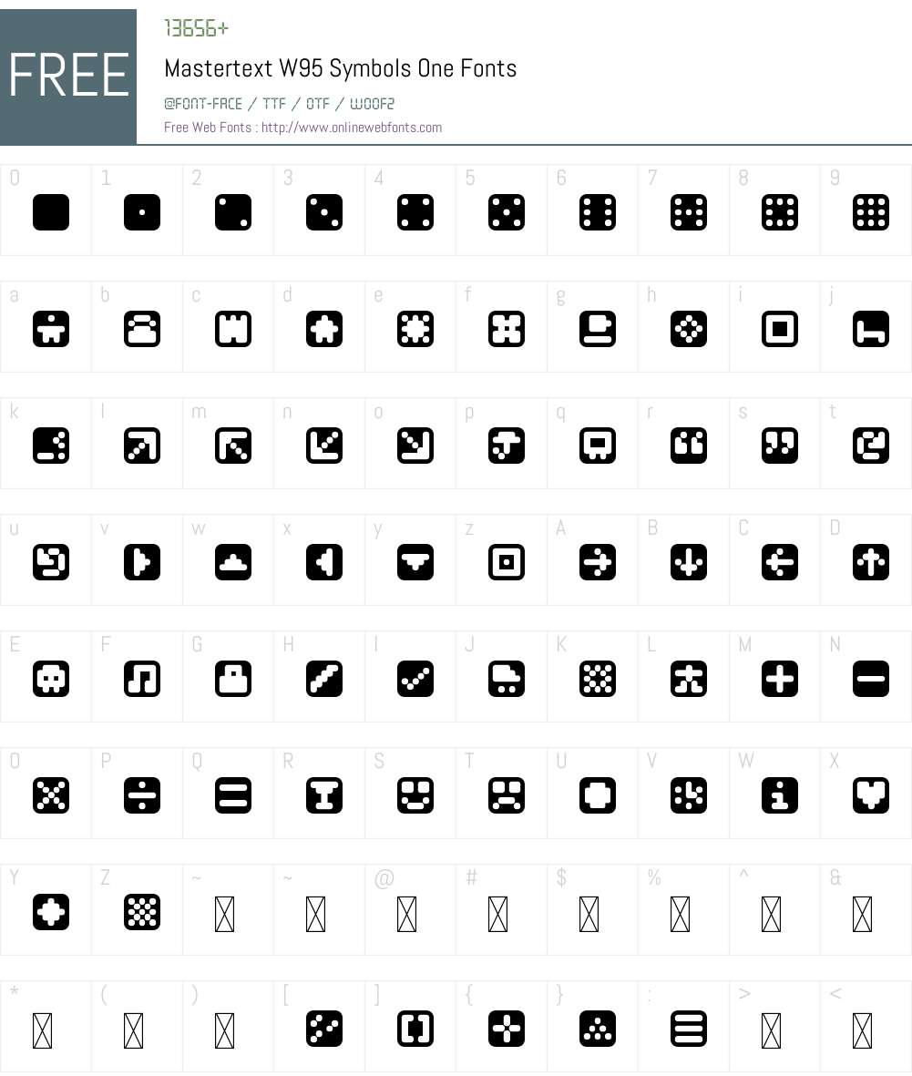 MastertextW95-SymbolsOne Font Screenshots