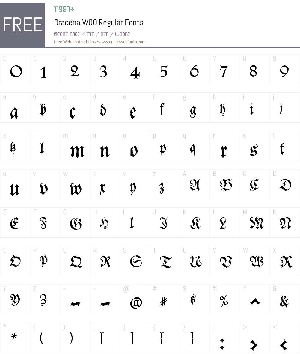DracenaW00-Regular Font Screenshots