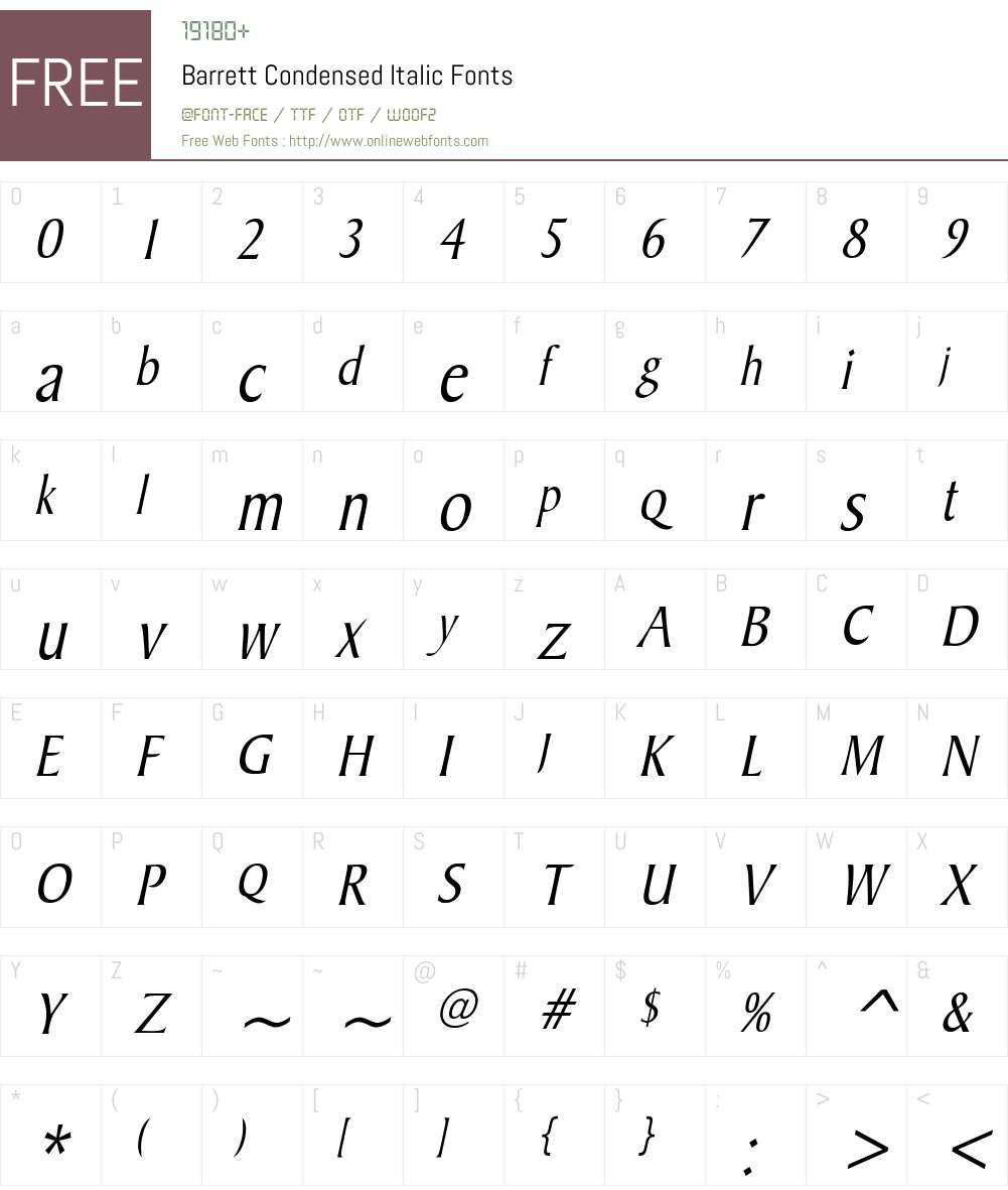Barrett Condensed Font Screenshots