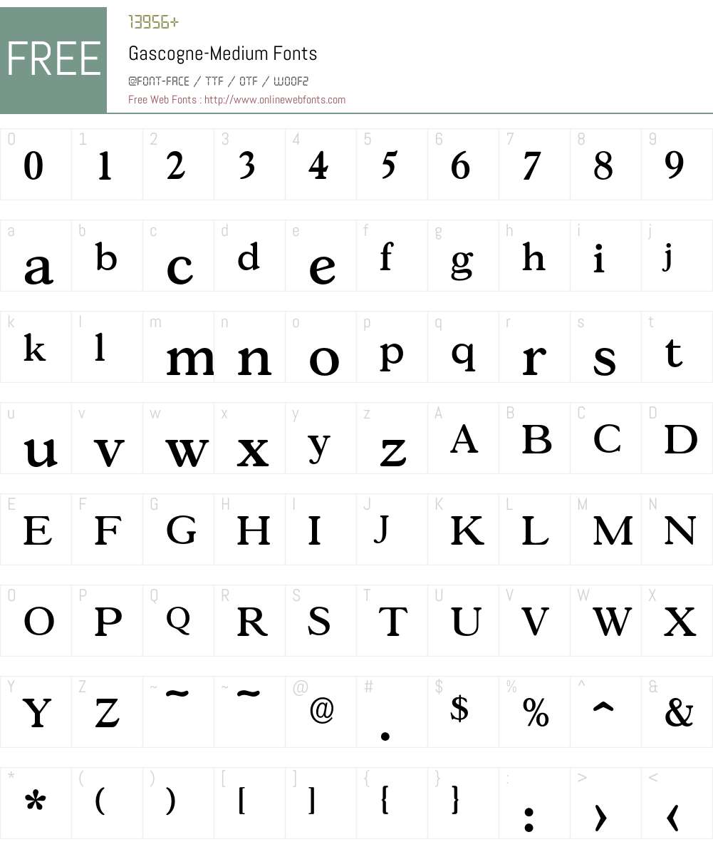 Gascogne-Medium Font Screenshots
