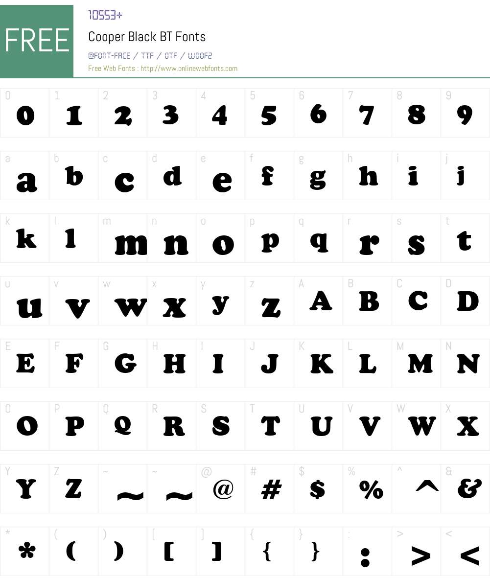Cooper Blk BT Font Screenshots