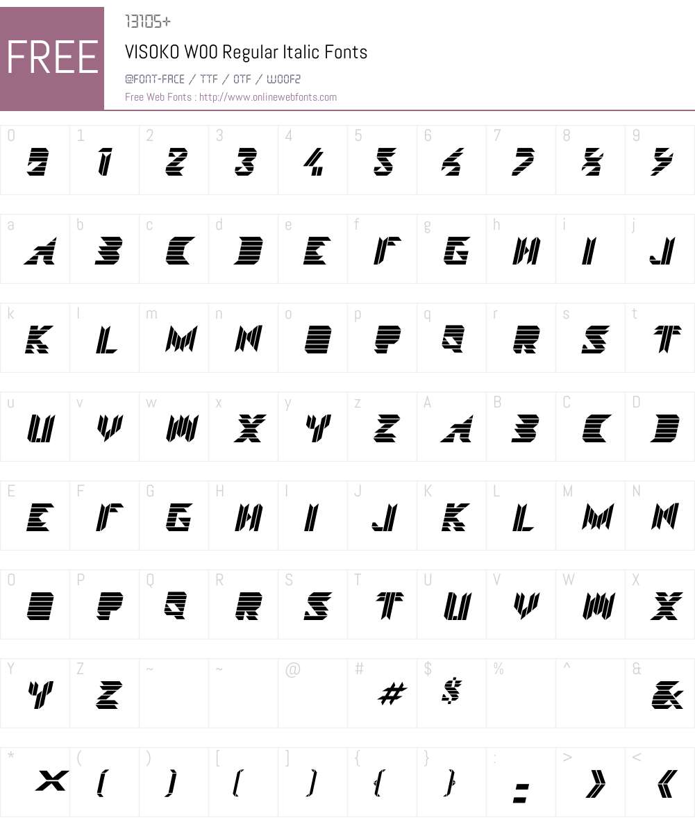VISOKOW00-RegularItalic Font Screenshots