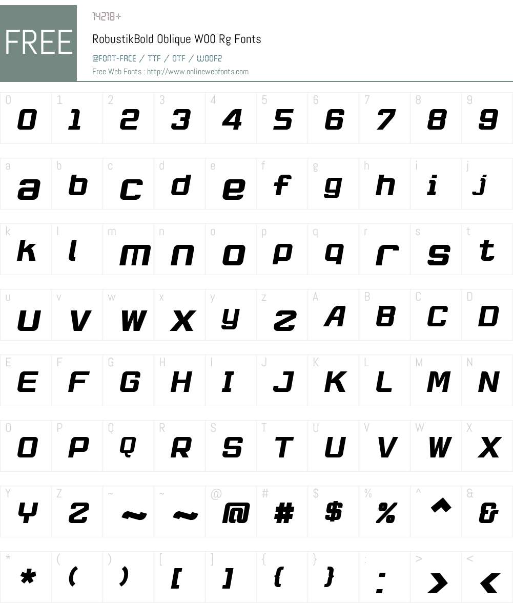 RobustikBold Oblique Font Screenshots