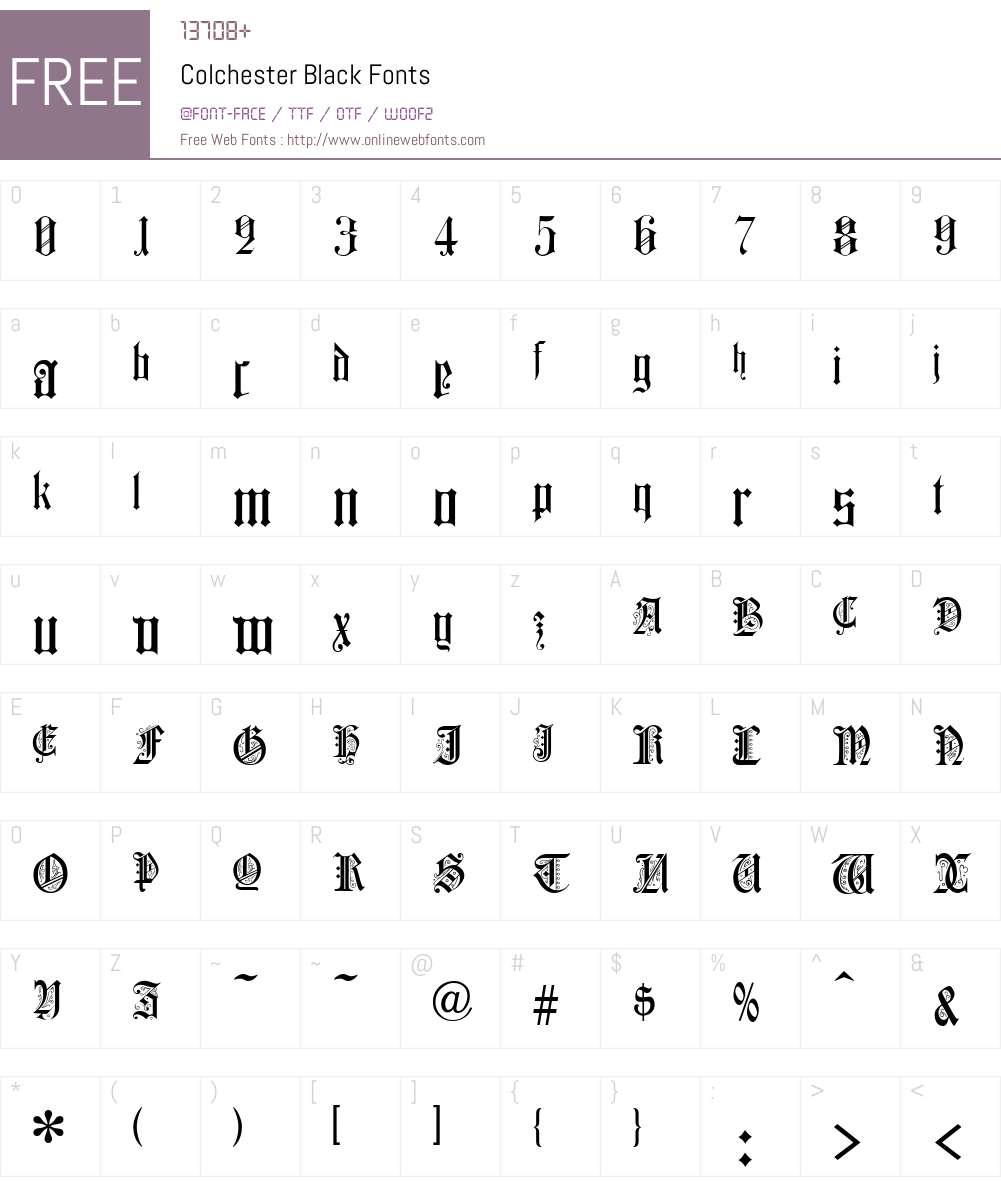 Colchester Font Screenshots