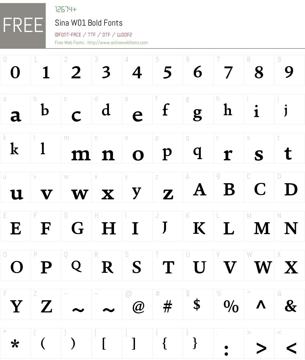 SinaW01-Bold Font Screenshots