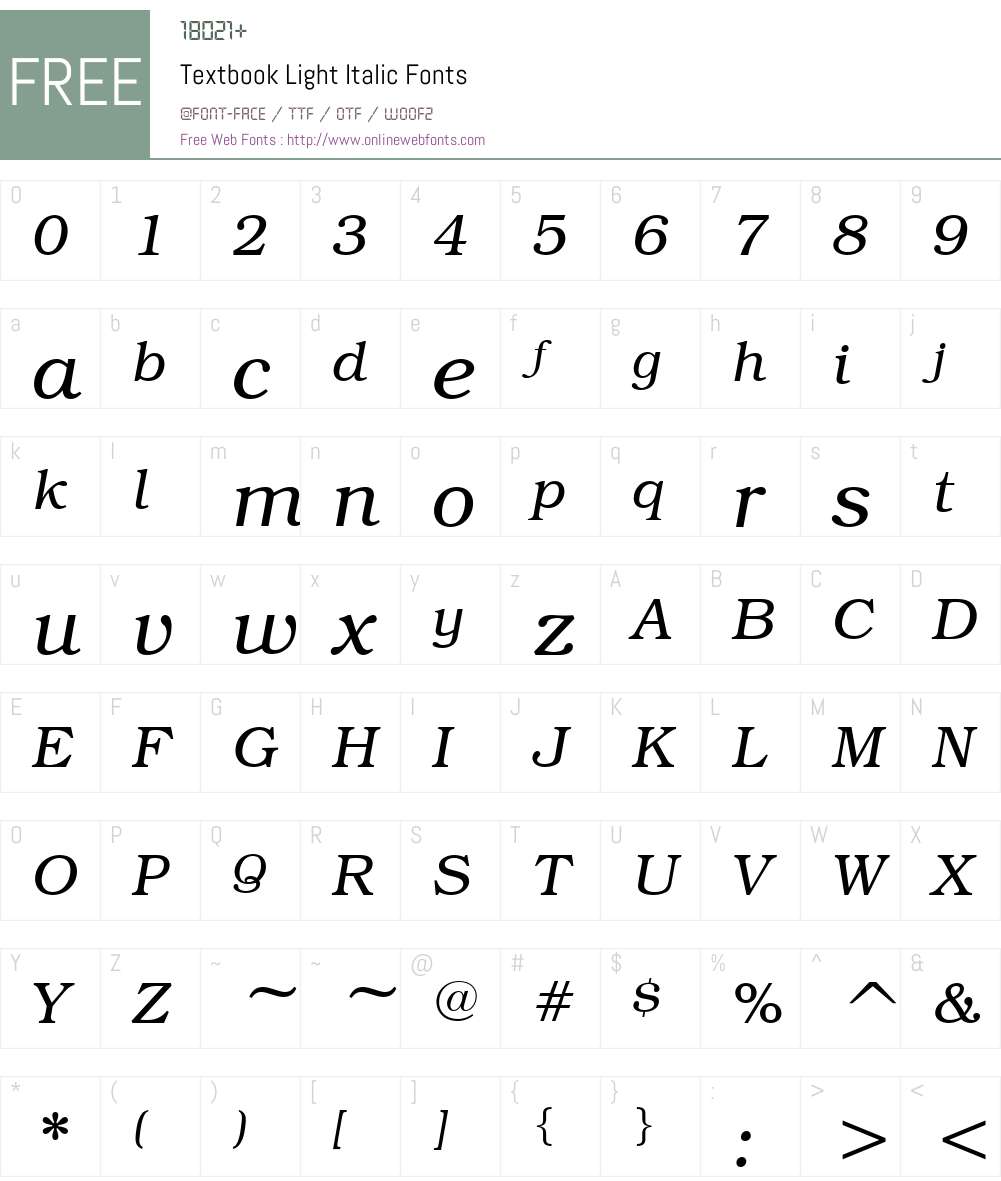 Textbook Font Screenshots