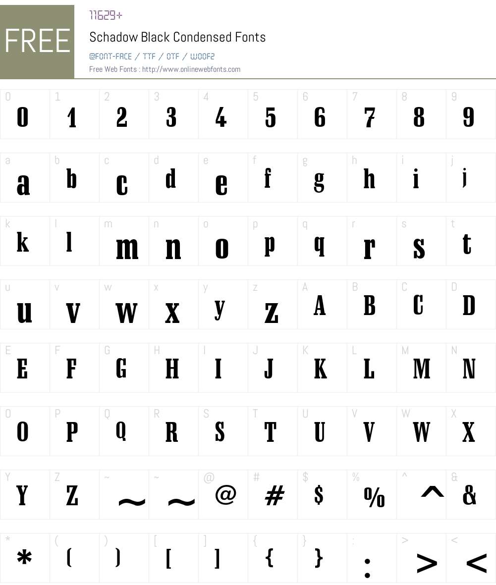 Schadow Font Screenshots