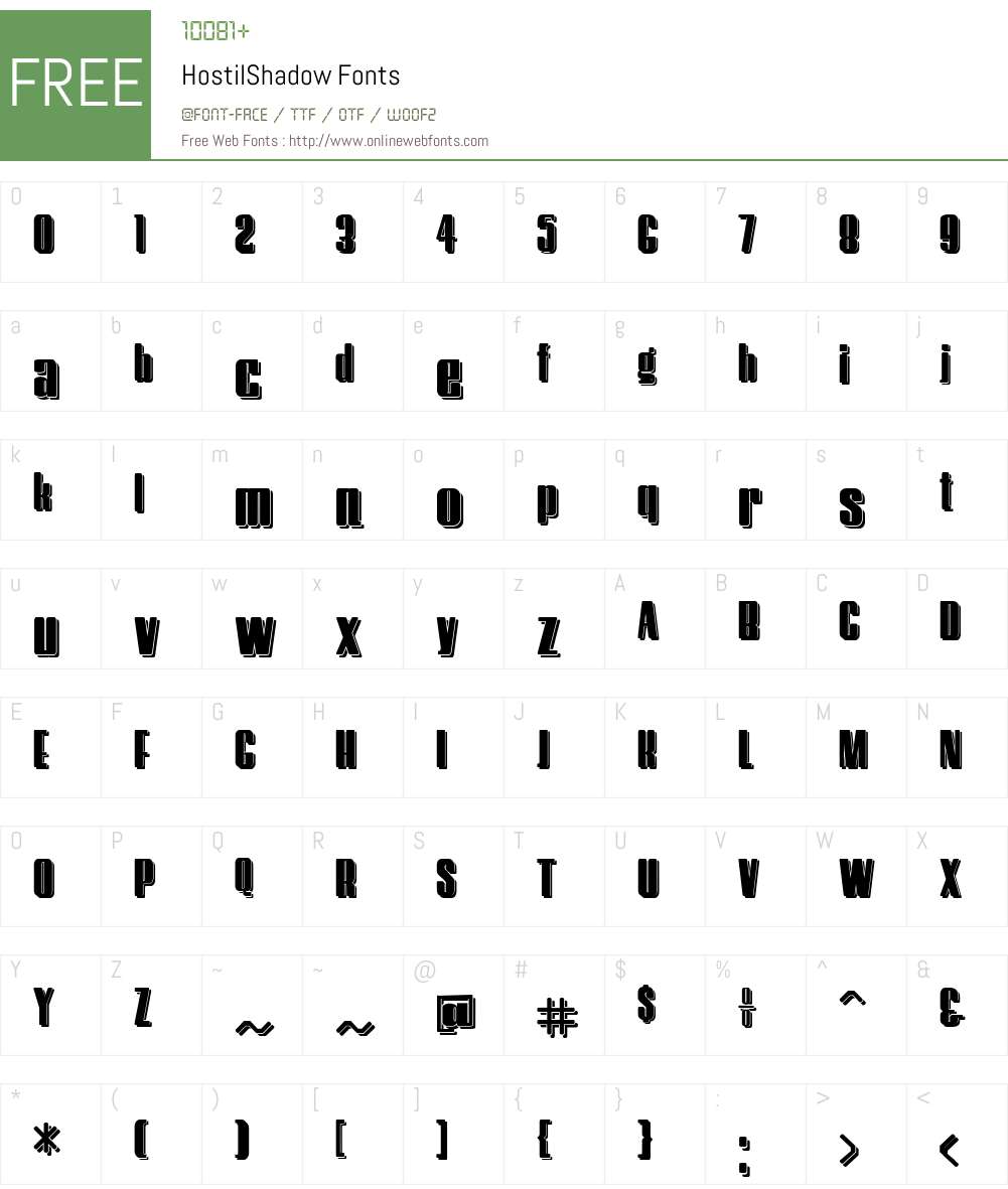 HostilShadow Font Screenshots