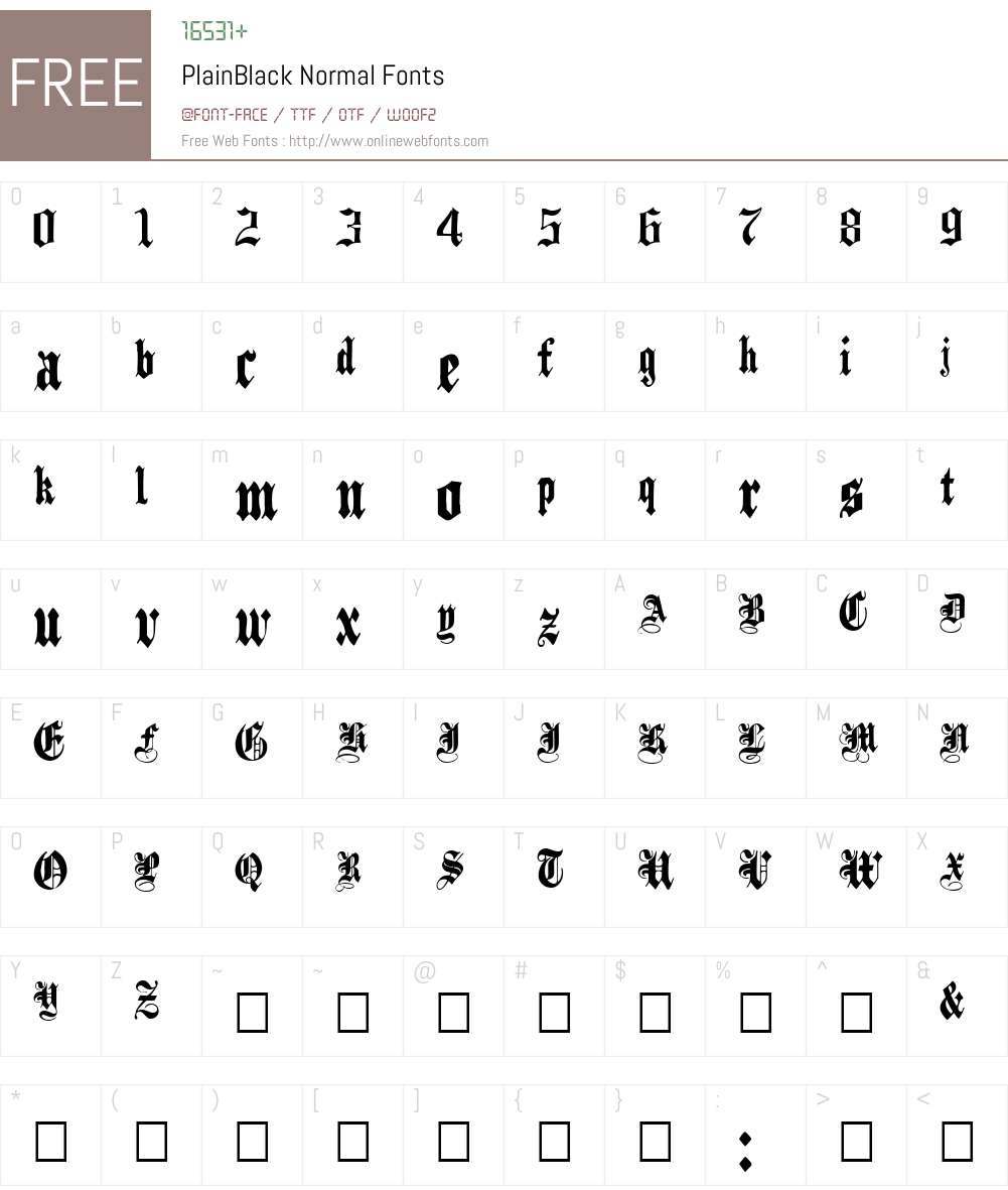 PlainBlack Font Screenshots