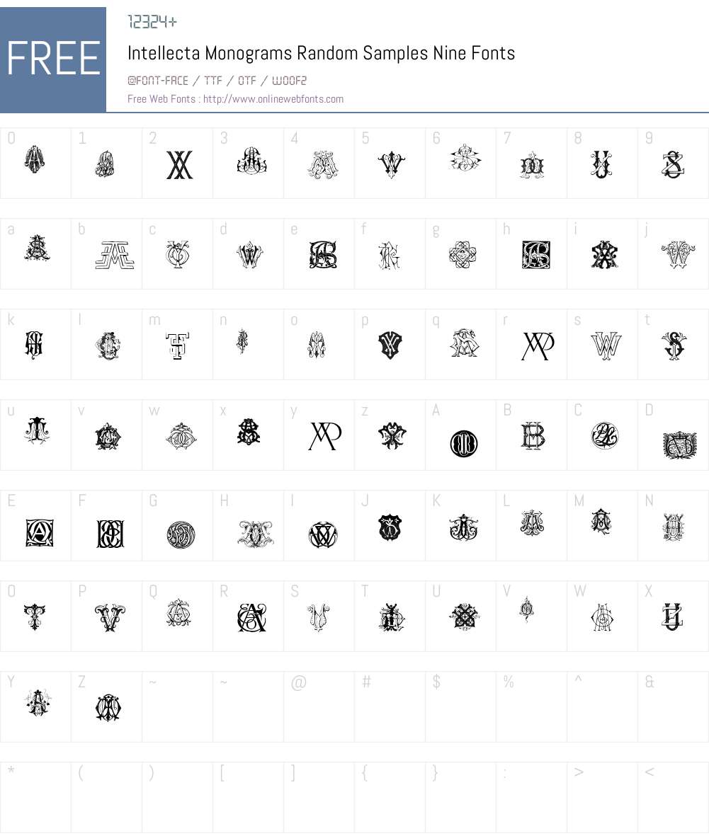 Intellecta Monograms Random Samples Nine Font Screenshots