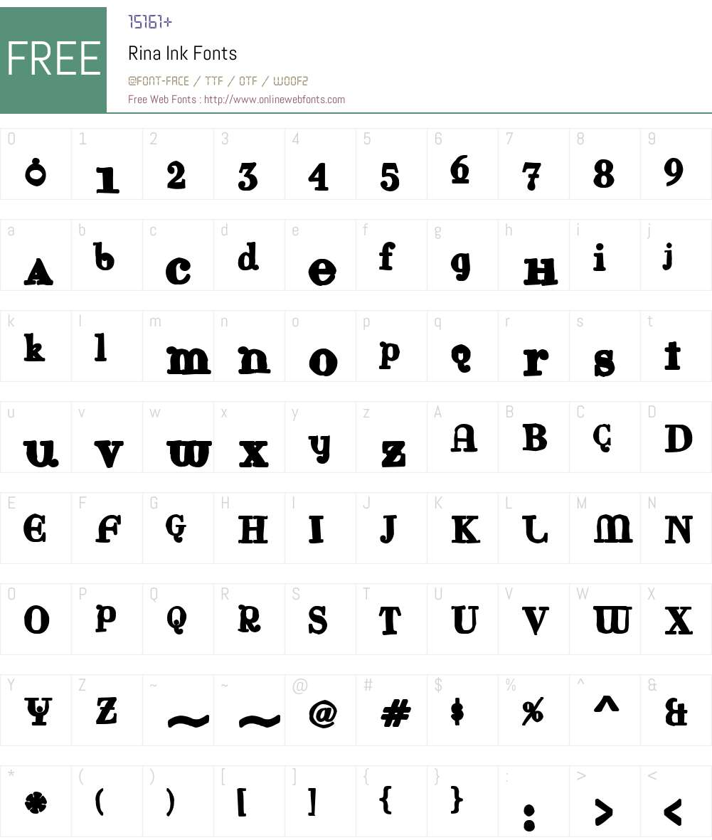 Rina Ink Font Screenshots