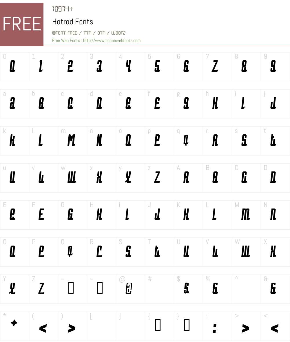 Hotrod Font Screenshots