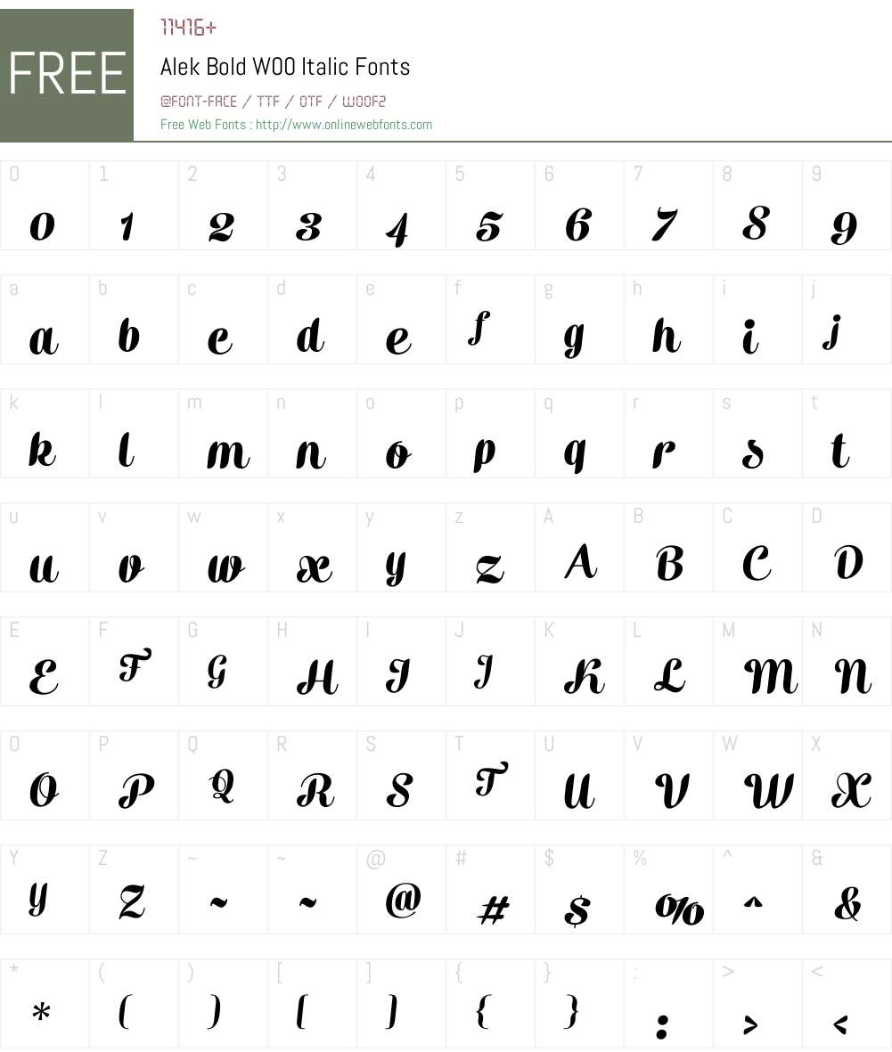 AlekBoldW00-Italic Font Screenshots