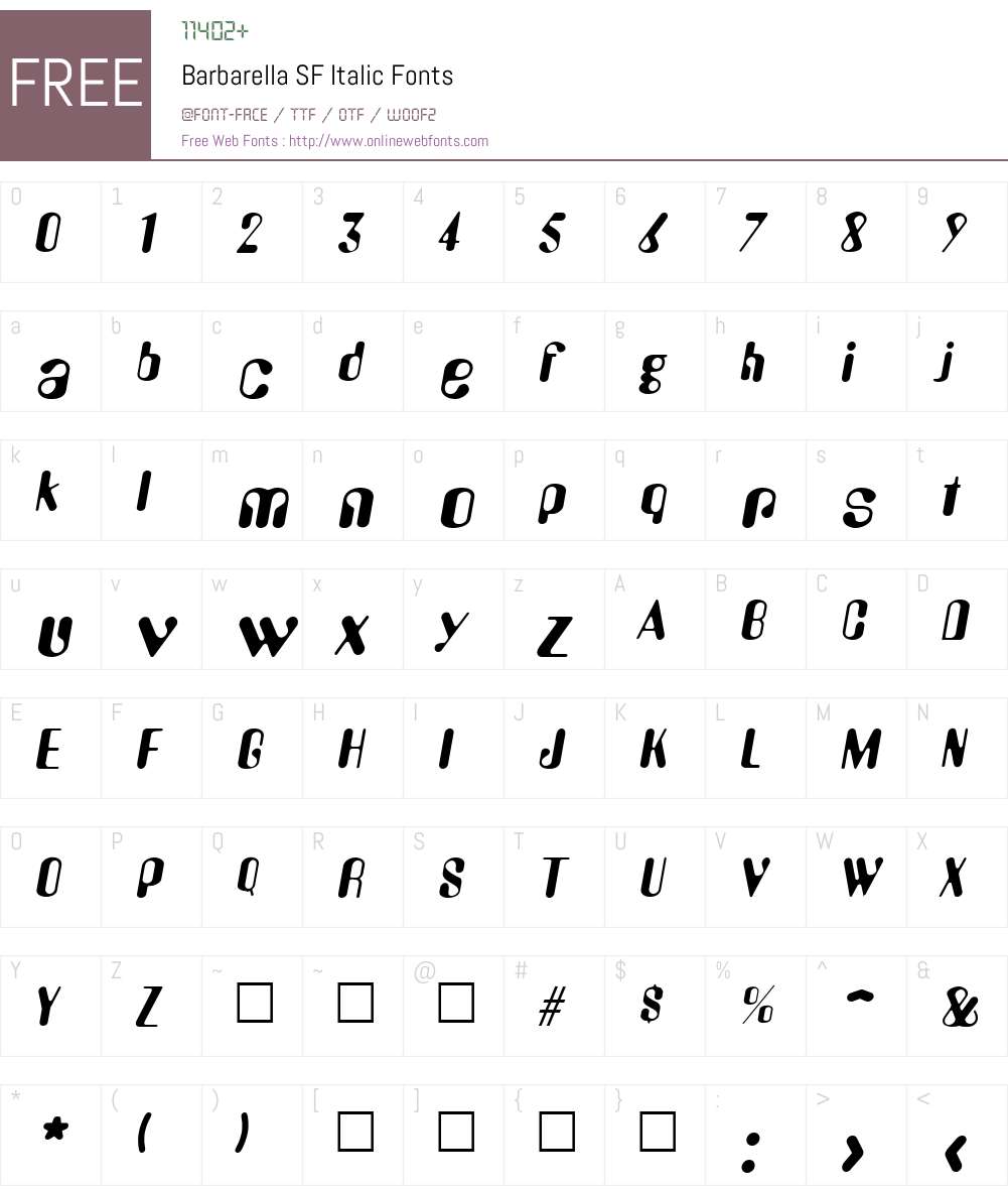 Barbarella SF Font Screenshots
