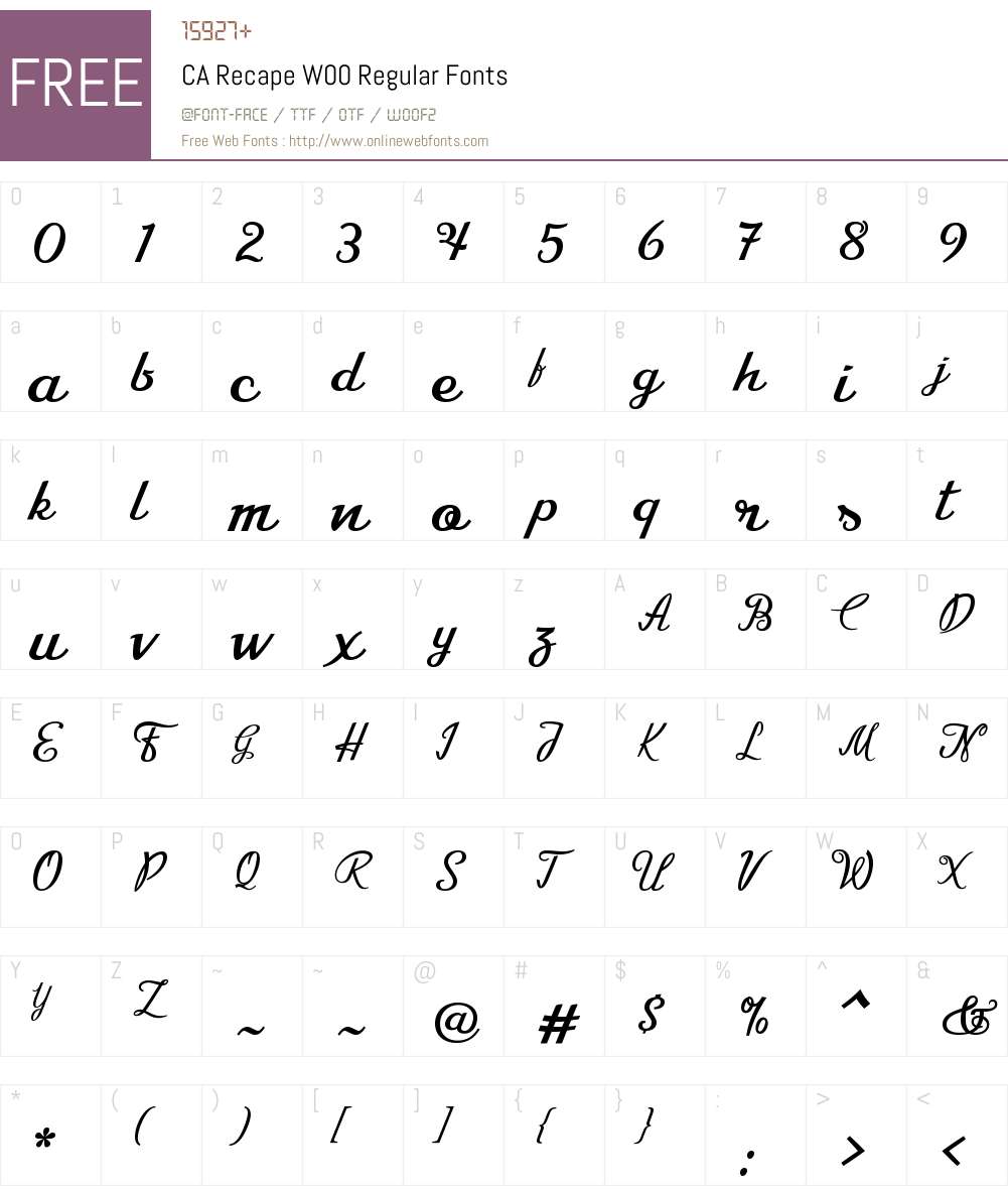 CARecapeW00-Regular Font Screenshots