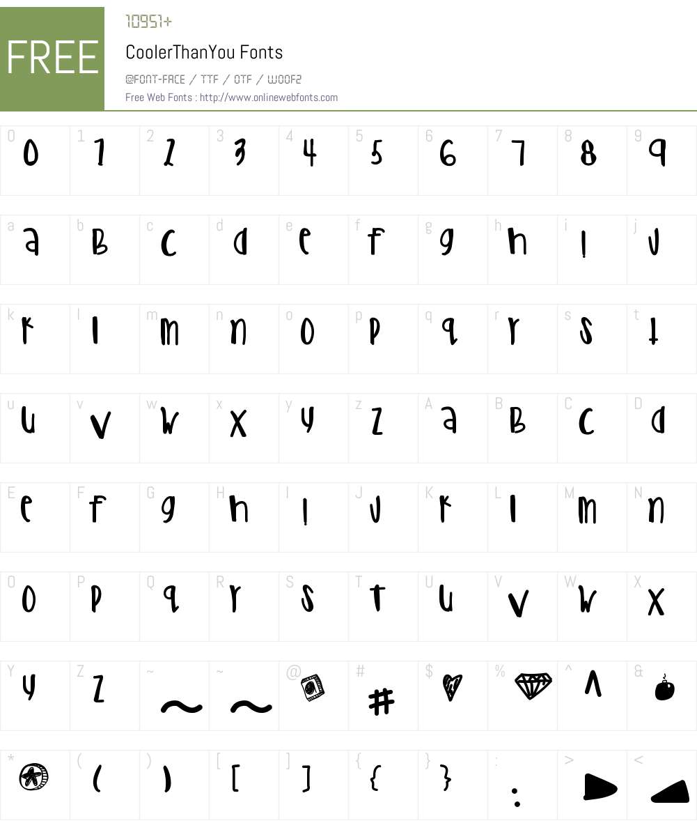 CoolerThanYou Font Screenshots