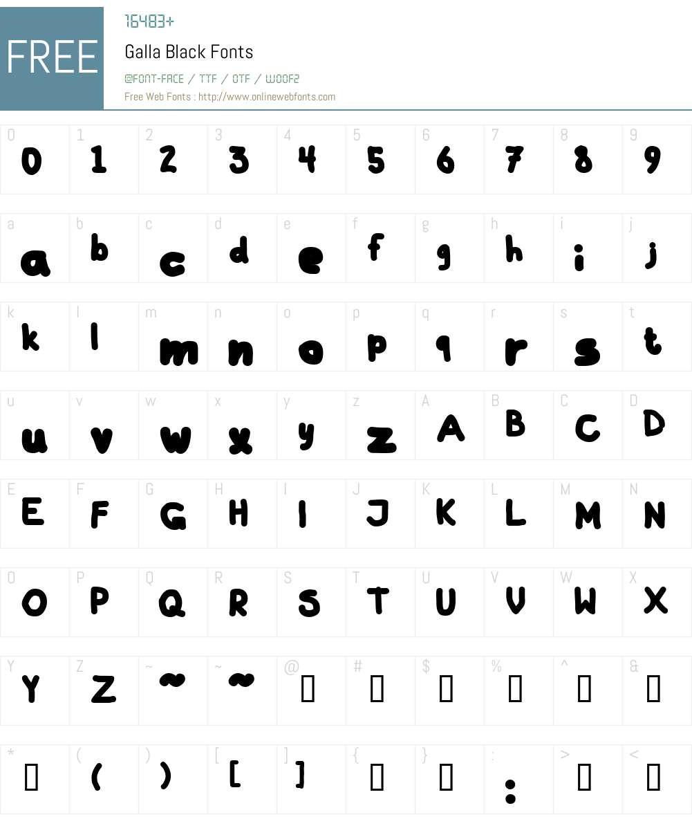 Galla Font Screenshots