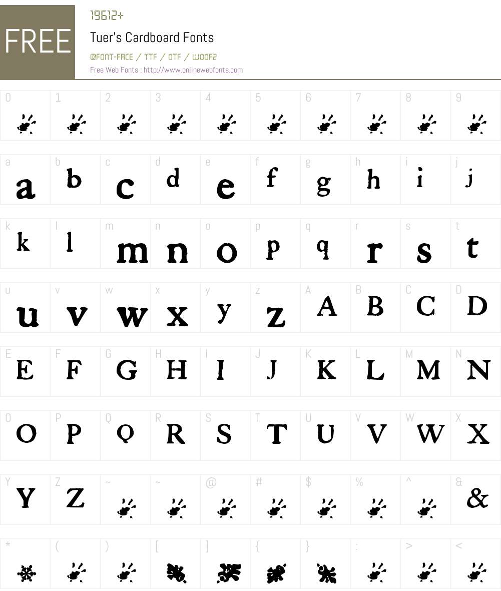Tuer's Cardboard Font Screenshots