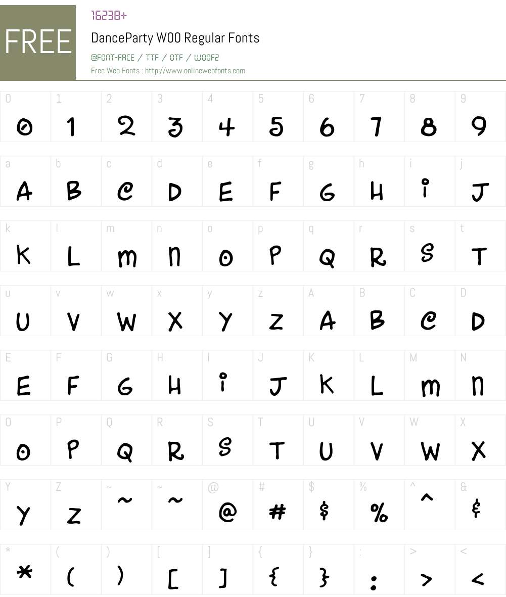 DancePartyW00-Regular Font Screenshots