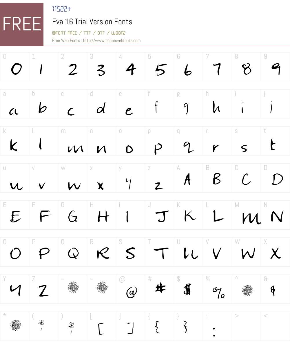Eva 16 Font Screenshots