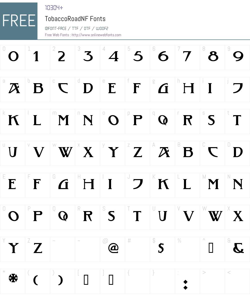 TobaccoRoadNF Font Screenshots