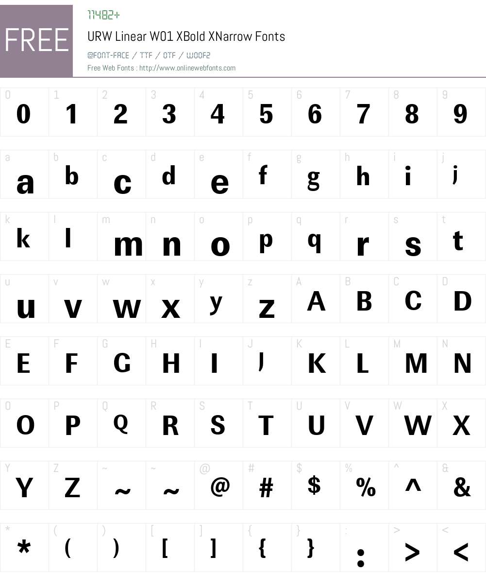 URWLinearW01-XBoldXNarrow Font Screenshots
