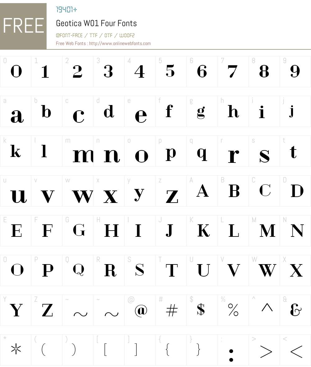 GeoticaW01-Four Font Screenshots