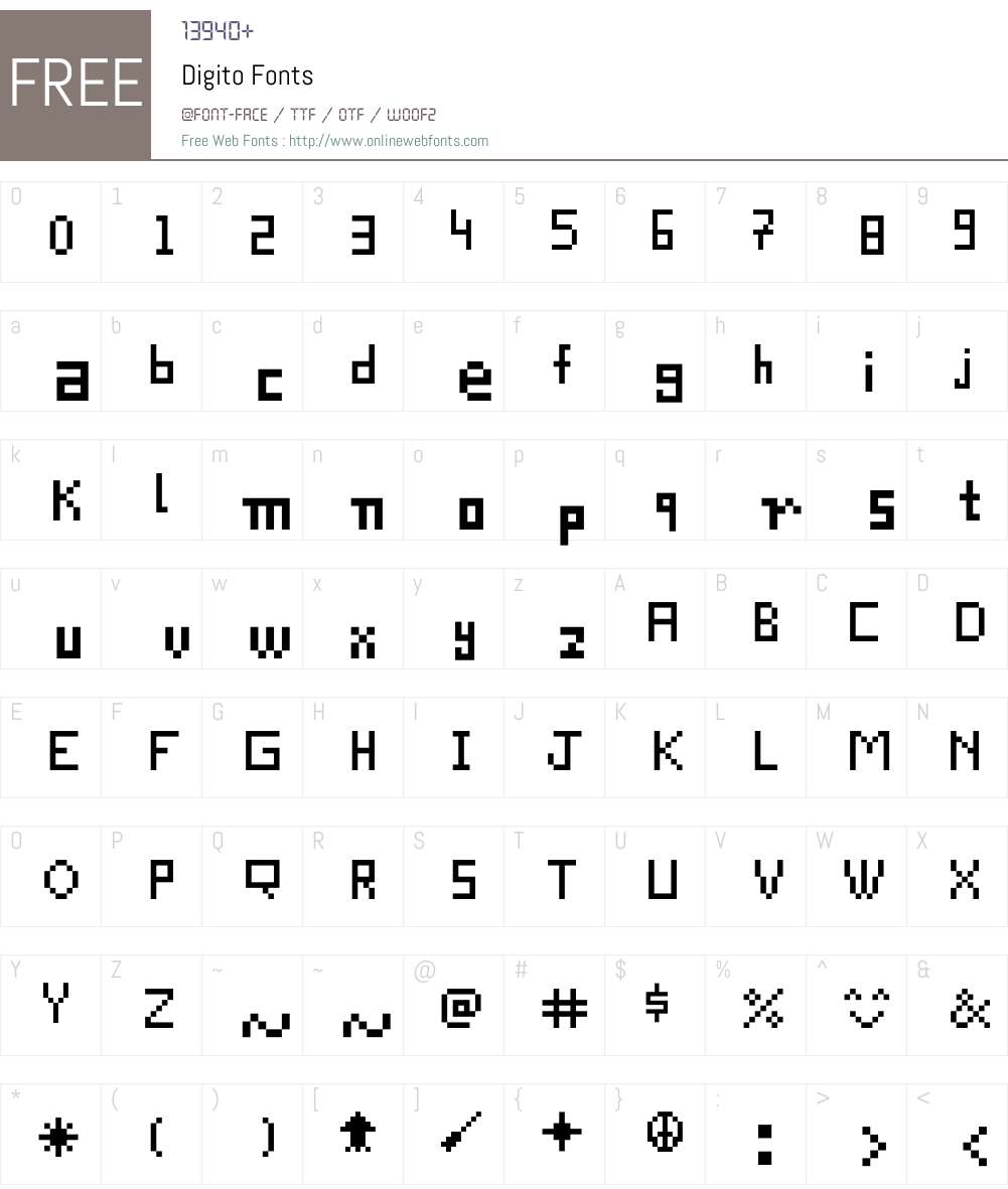 Digito Font Screenshots
