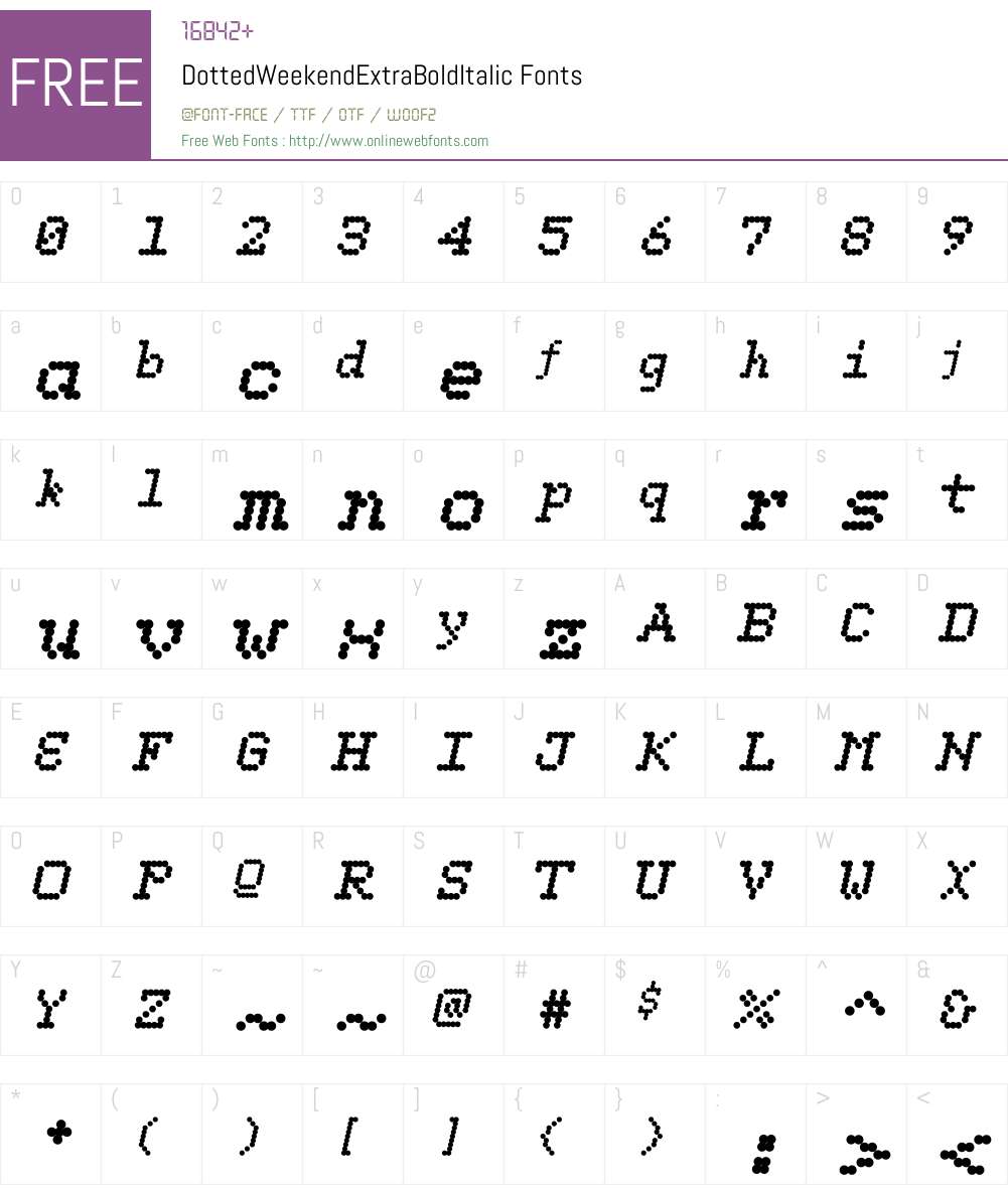 DottedWeekndW00-ExtraBdIt Font Screenshots
