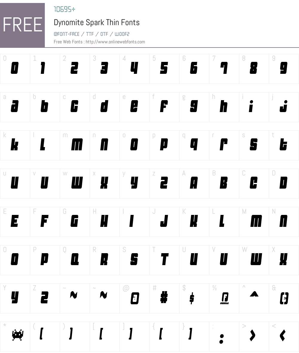 Dynomite Spark Thin Font Screenshots