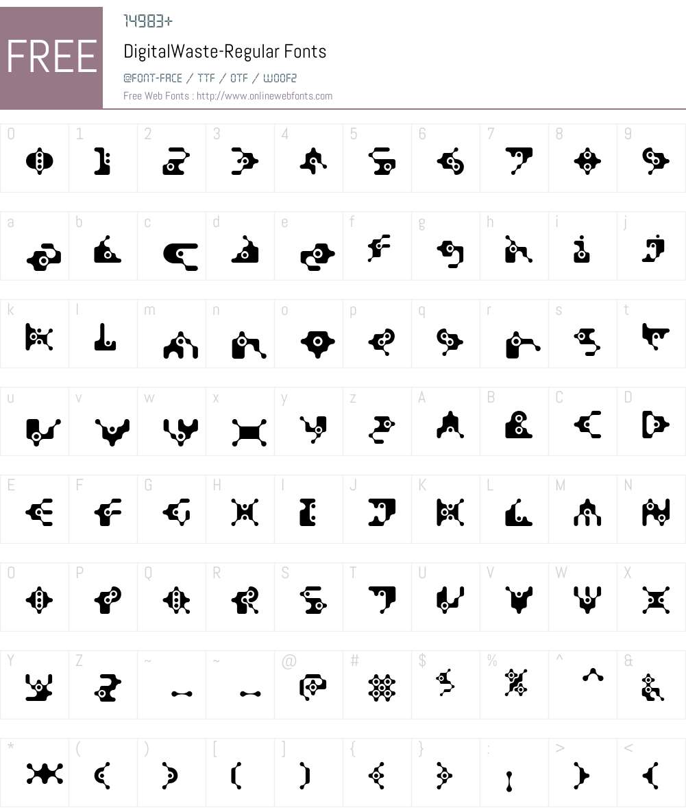 DigitalWaste Font Screenshots