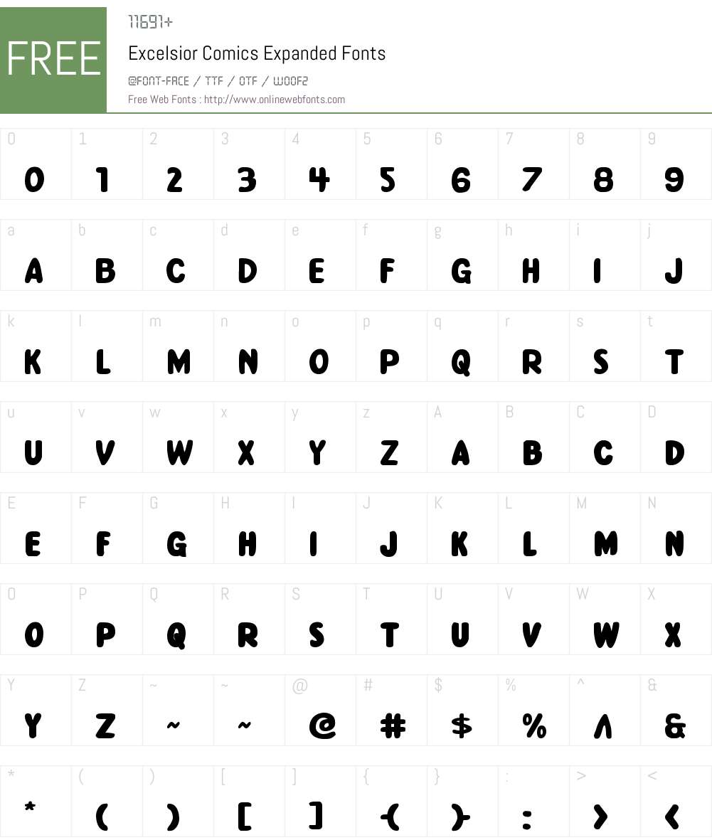 Excelsior Comics Expanded Font Screenshots