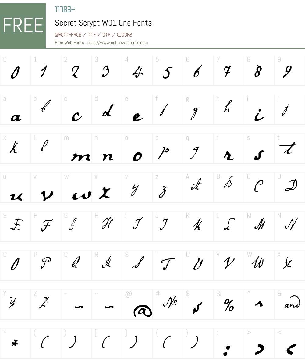 SecretScryptW01-One Font Screenshots