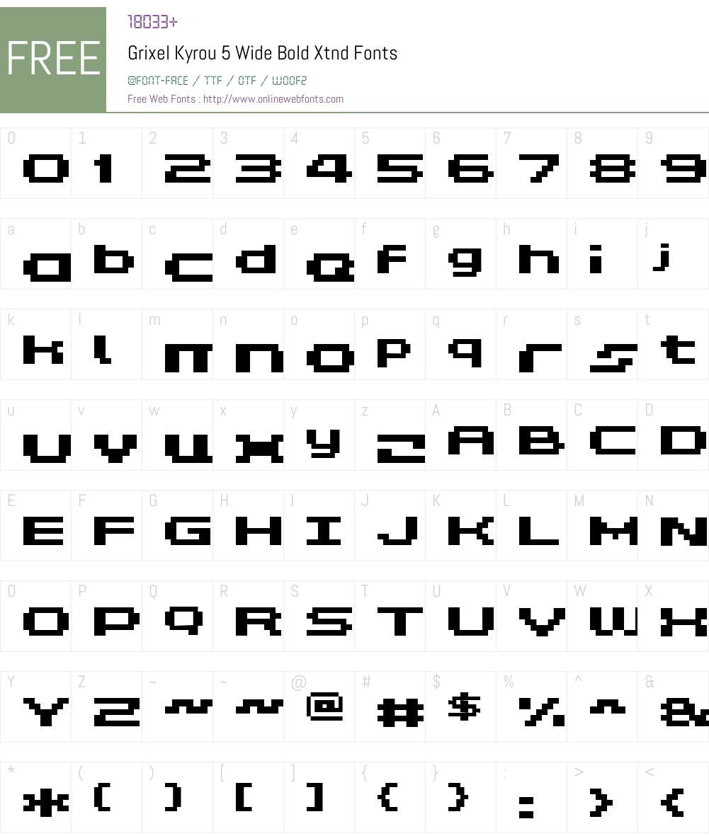 Grixel Kyrou 5 Wide Bold Xtnd Font Screenshots