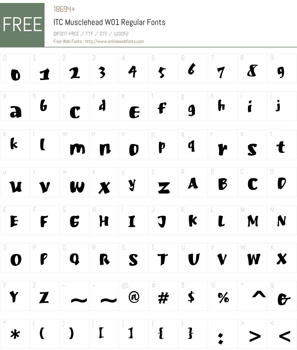 ITCMuscleheadW01-Regular Font Screenshots